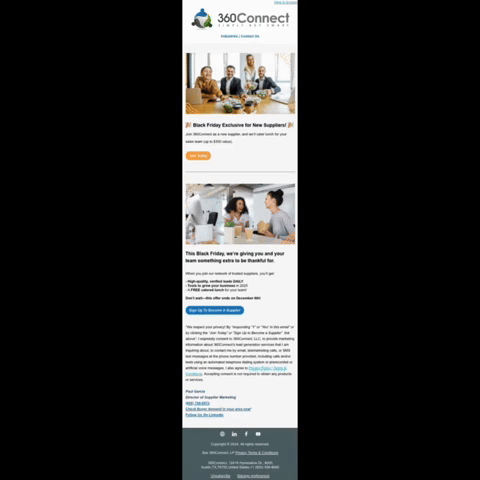 360Connect Black Friday Email